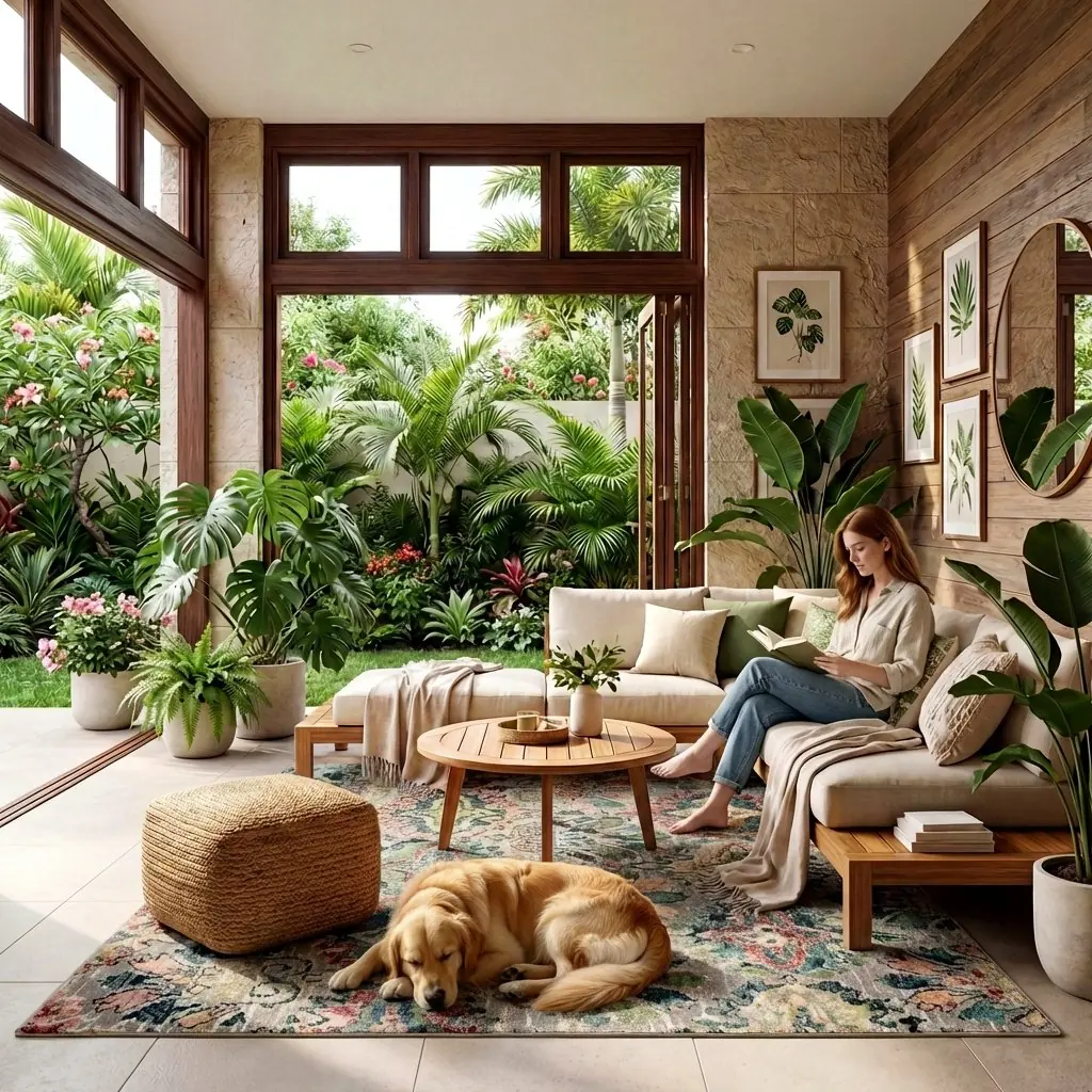 Rug lifestyle scene: Garden room, Sunday morning